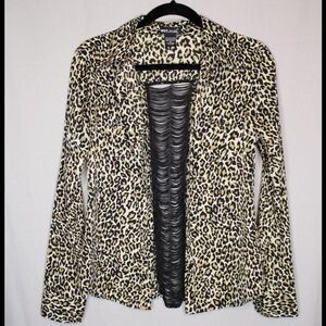 Wet Seal Leopard Print Button Up with Back Fringe Details
